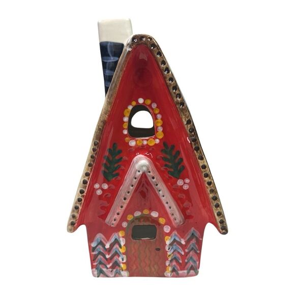 Anthropologie Nathalie Lete Holiday Village Red House Ceramic Christmas Cottage - Picture 1 of 6